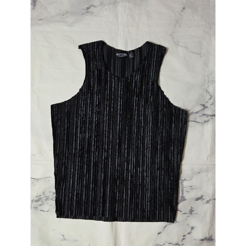 Nasty Gal Velvet Pleated Tank Top